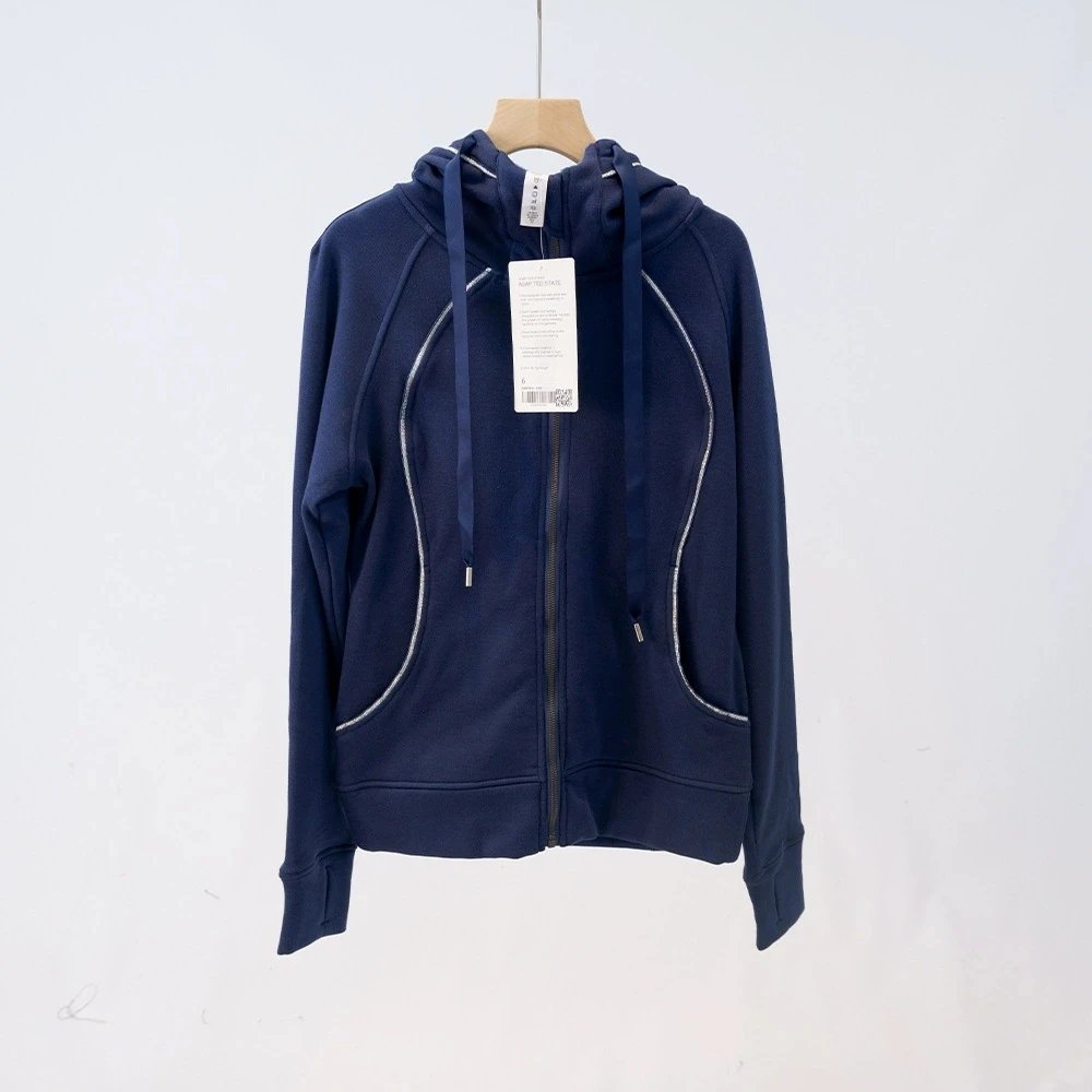 Unbranded Hoodies & Sweatshirts Zip-Up Hooded Sweatshirt with Curved Pockets — Deep Medium Blue 106 Fleece Sweatshirt