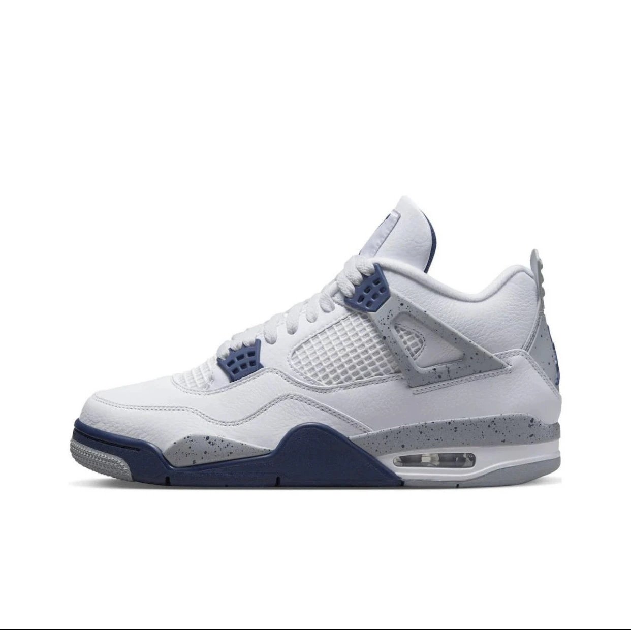 Air Jordan 4 Retro White Cement Grey Navy Sneakers