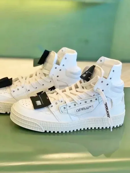 Off-White Diagonal Zip High-Top White Sneakers - 1