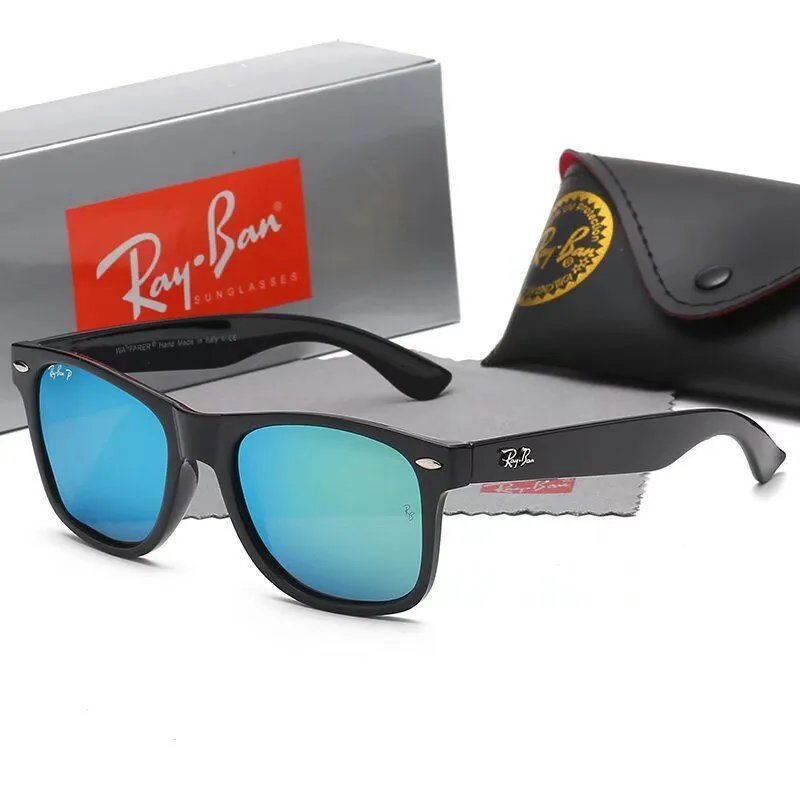 Black frame with ice blue lenses