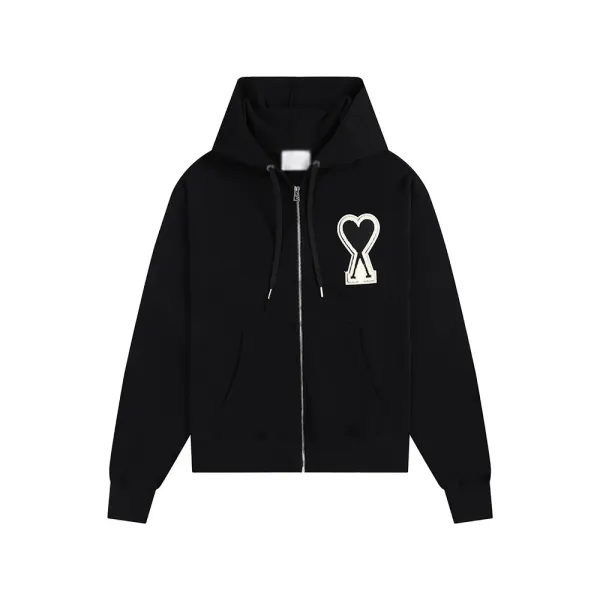 Maison Margiela Tabi Heart Logo Black Full-Zip Hoodie - 1
