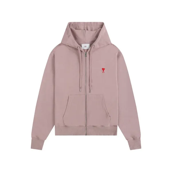Comme des Garçons Play Heart Logo Zip-Up Hoodie Dusty Pink - 1