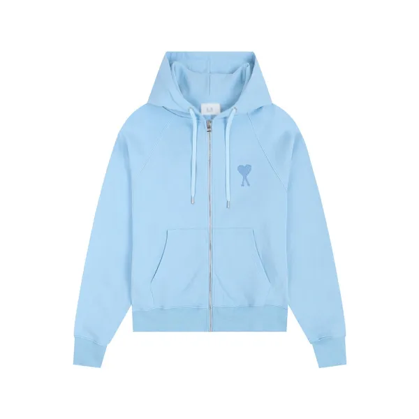 Play Comme des Garçons Heart Logo Light Blue Zip-Up Hoodie - 1