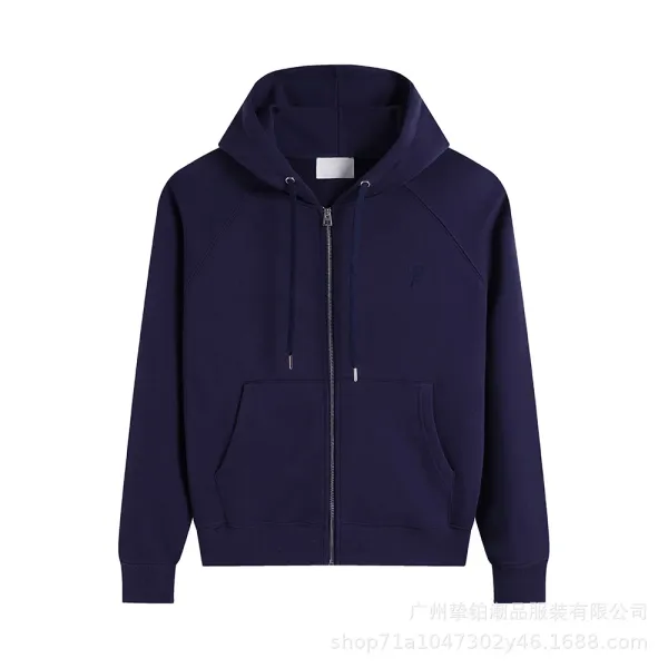 Design Minimalist Navy Zip-Up Hoodie - 1