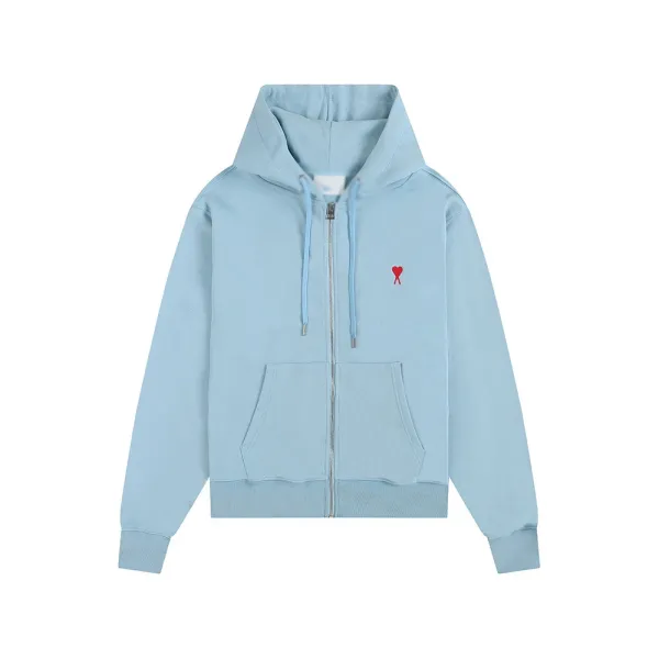 Comme des Garçons Play Heart Logo Light Blue Zip-Up Hoodie - 1