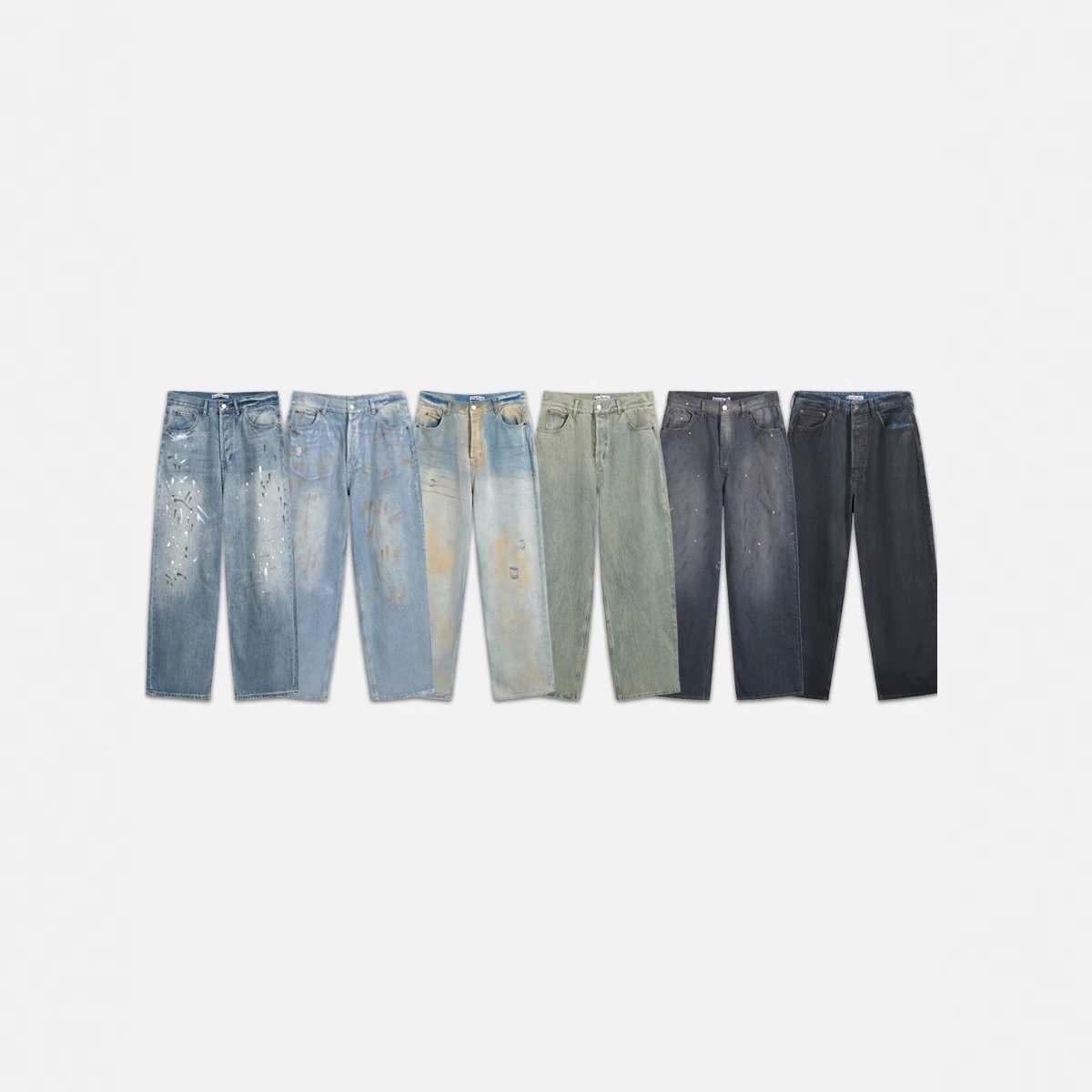 Distressed Denim Wide Leg Jeans