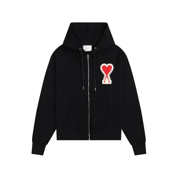 Comme des Garçons Play Heart Logo Zip-Up Hoodie Black - 1