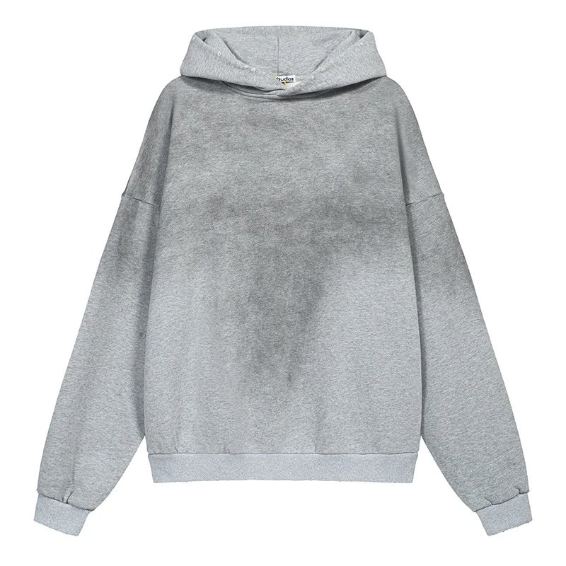 Washed Distressed Hooded Sweatshirt Couple photo 8