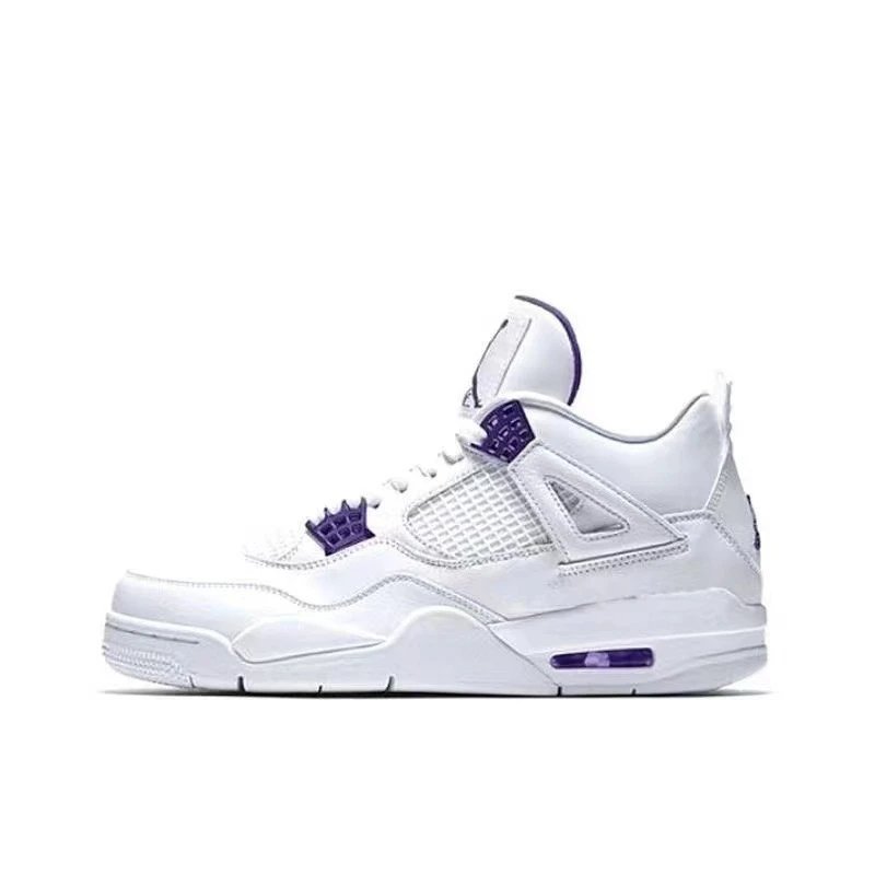 AJ4 white purple buckle
