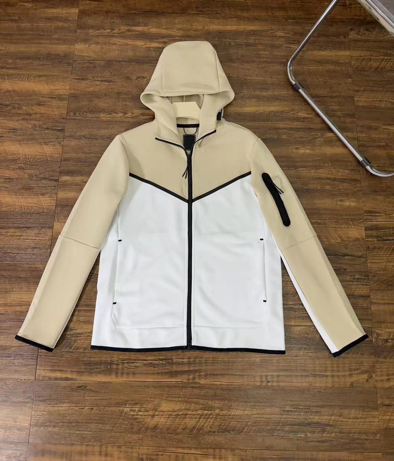 Khaki patchwork white top