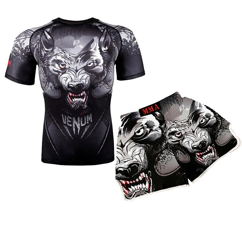 Venum Boxing shorts and short-sleeve compression shirts — 30#wolf