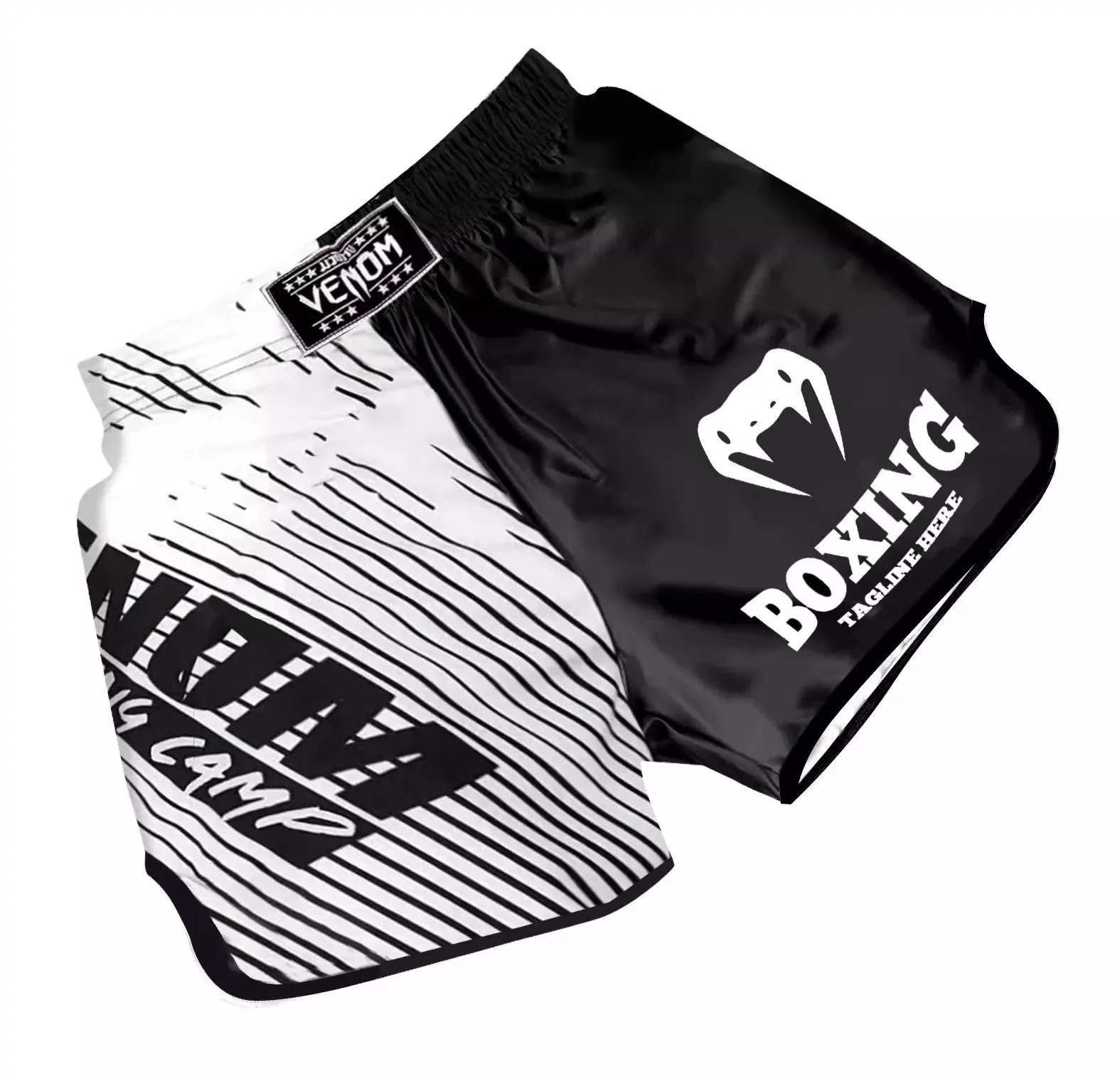 Venum Boxing shorts and short-sleeve compression shirts — 10#White striped shorts