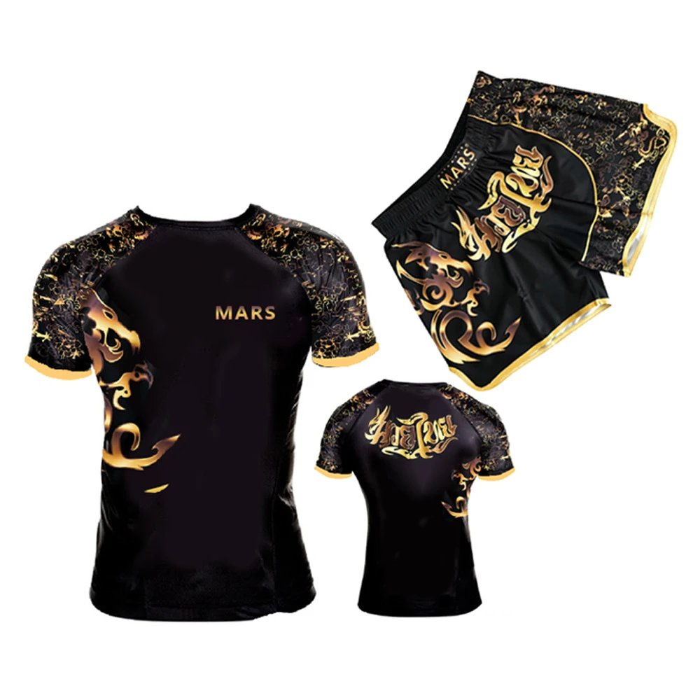 Venum Boxing shorts and short-sleeve compression shirts — 34#Golden Dragon