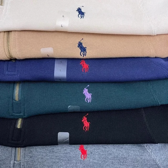 Unbranded Hoodies & Sweatshirts Embroidered Horse Motif Quarter-Zip Mock-Neck Sweatshirt product detail image 4