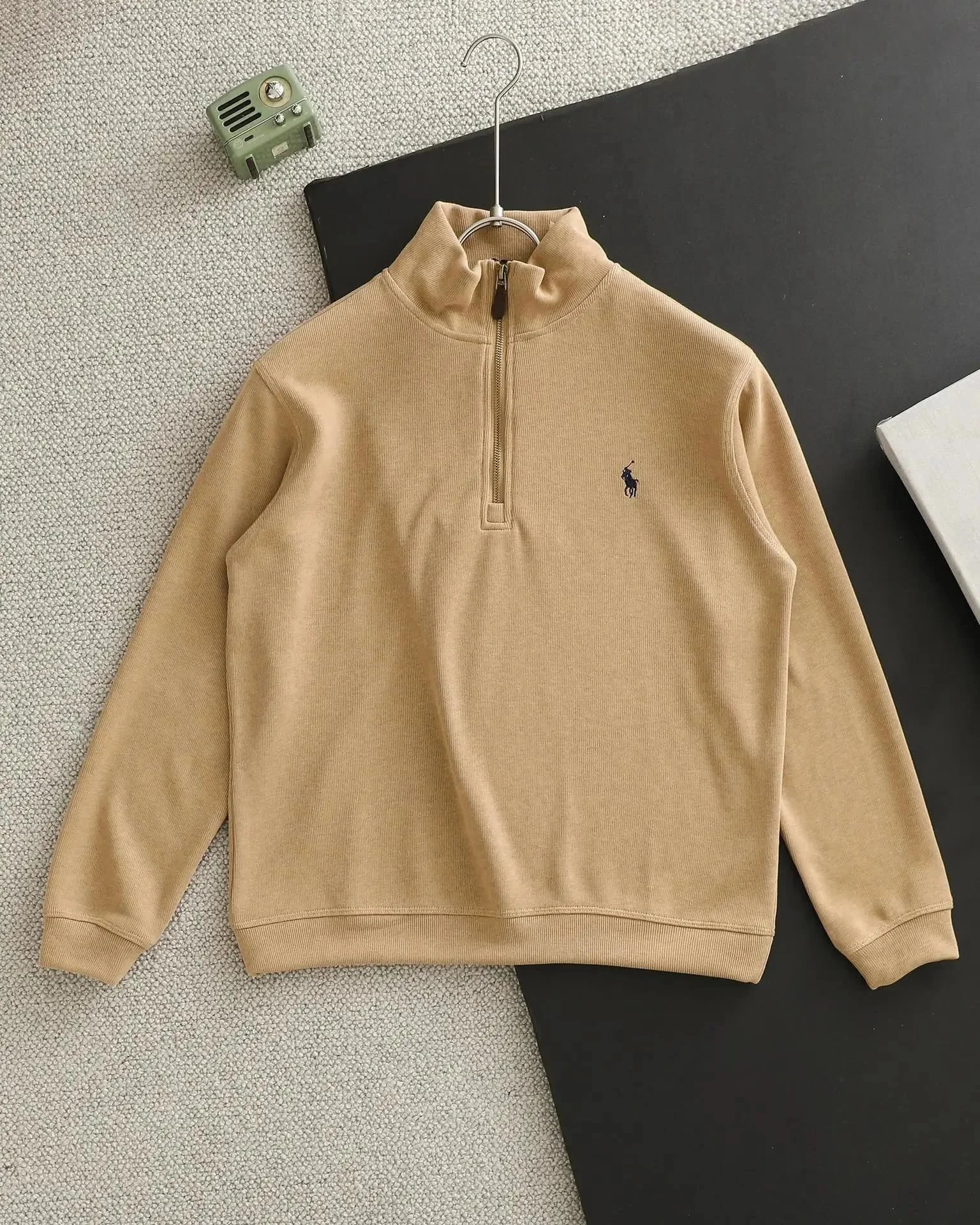 Unbranded Hoodies & Sweatshirts Embroidered Horse Motif Quarter-Zip Mock-Neck Sweatshirt — 26