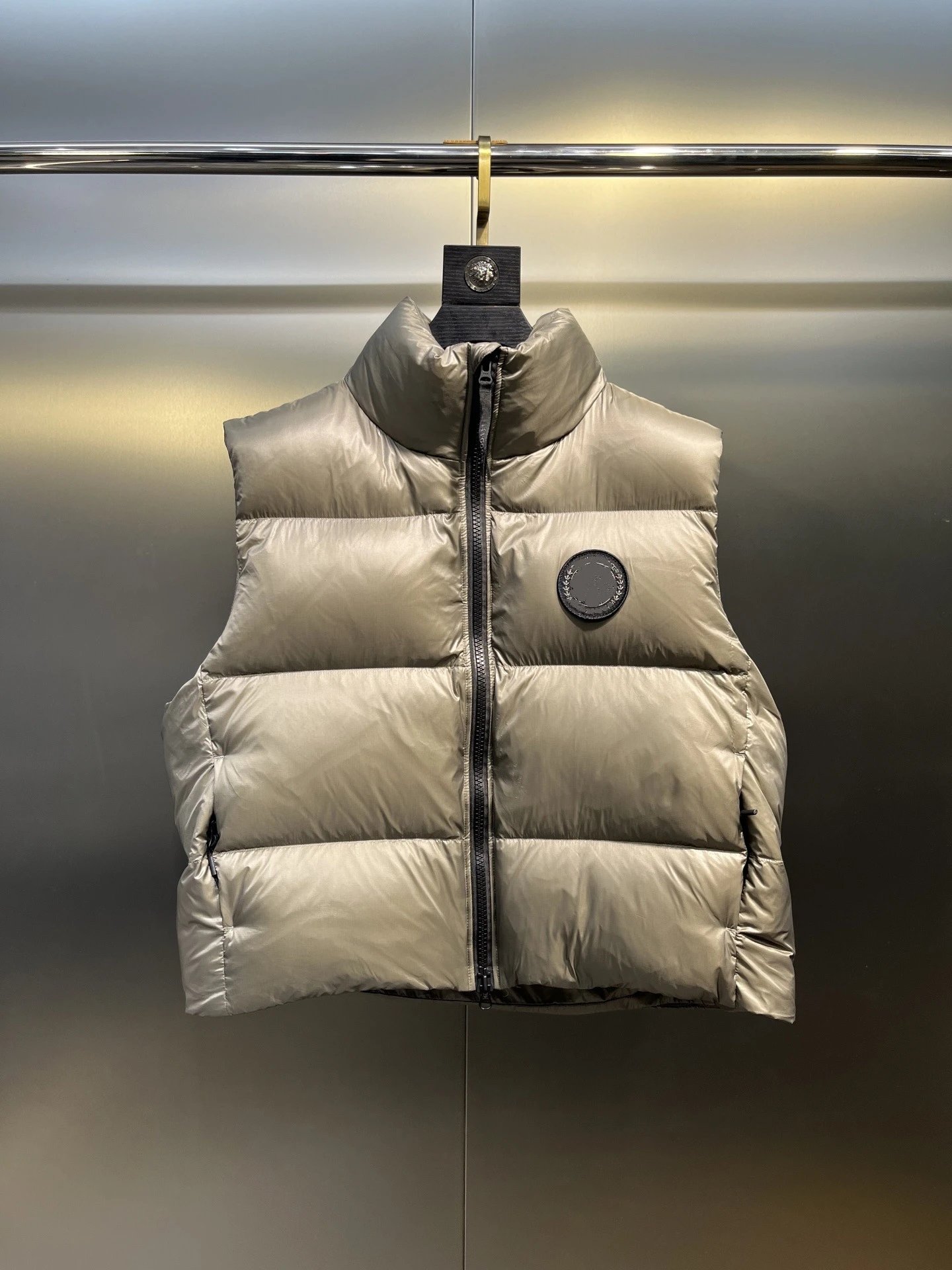 Canada Goose Vests Quilted high-collar puffer vest — Khaki