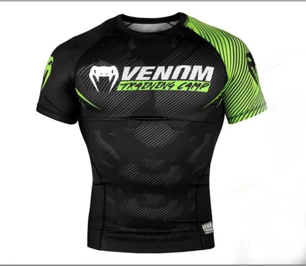 Venum Boxing shorts and short-sleeve compression shirts — 6#Green short-sleeved shirt