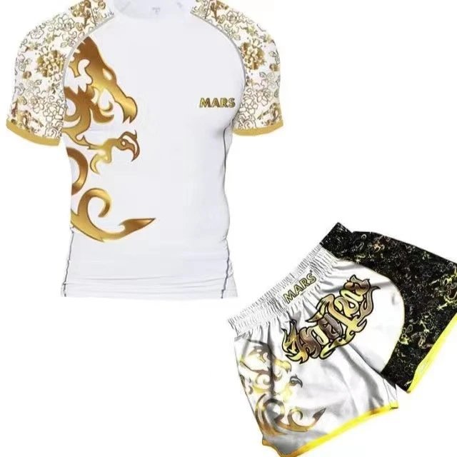 Venum Boxing shorts and short-sleeve compression shirts — 32#Platinum Dragon