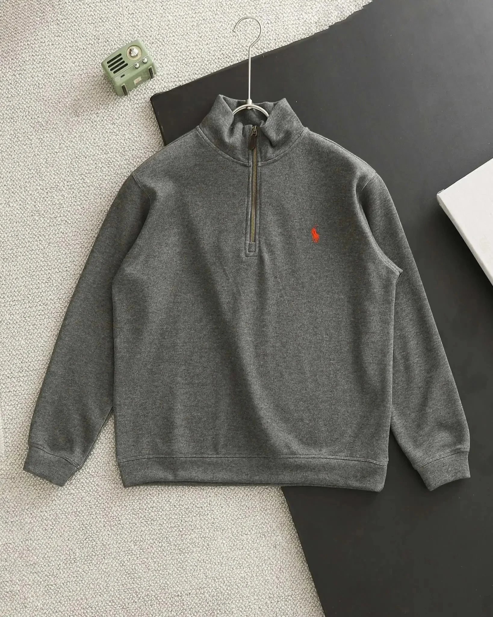 Unbranded Hoodies & Sweatshirts Embroidered Horse Motif Quarter-Zip Mock-Neck Sweatshirt — 3