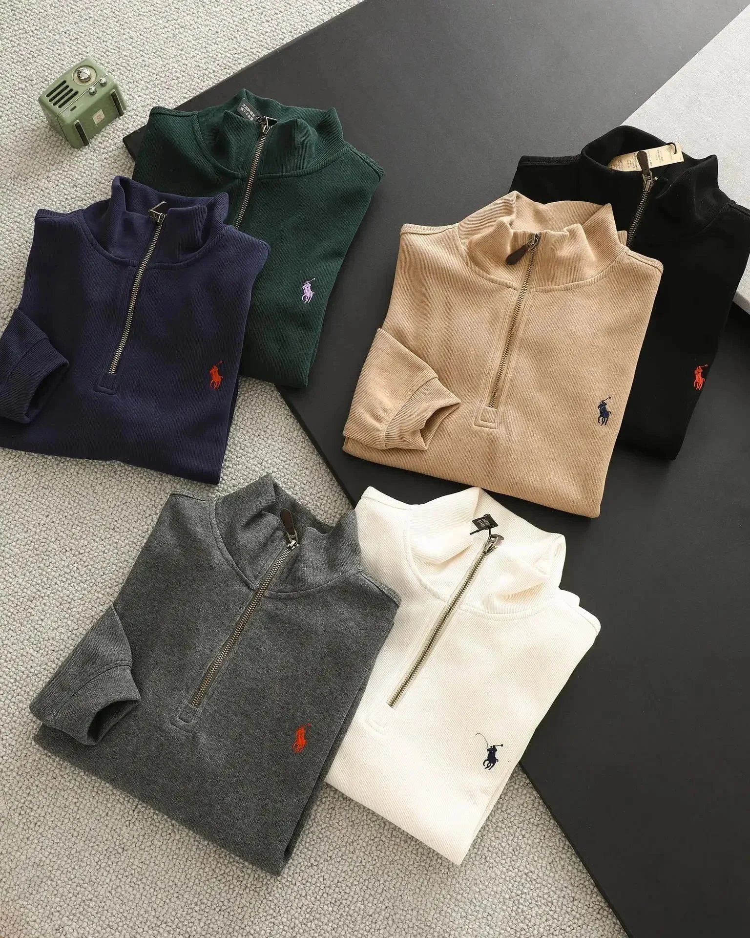 Unbranded Hoodies & Sweatshirts Embroidered Horse Motif Quarter-Zip Mock-Neck Sweatshirt image 1