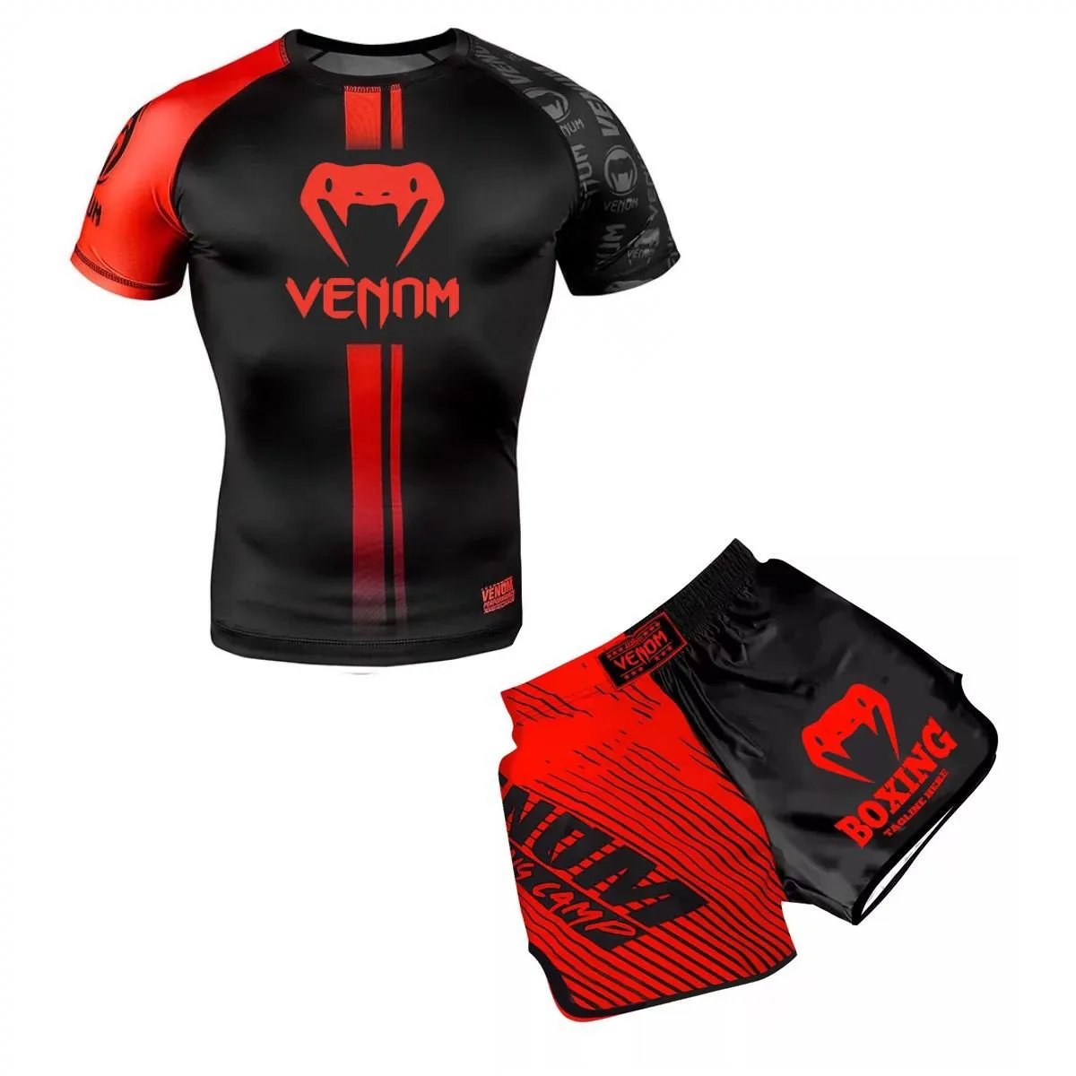 Venum Boxing shorts and short-sleeve compression shirts — 21#Red Line Set