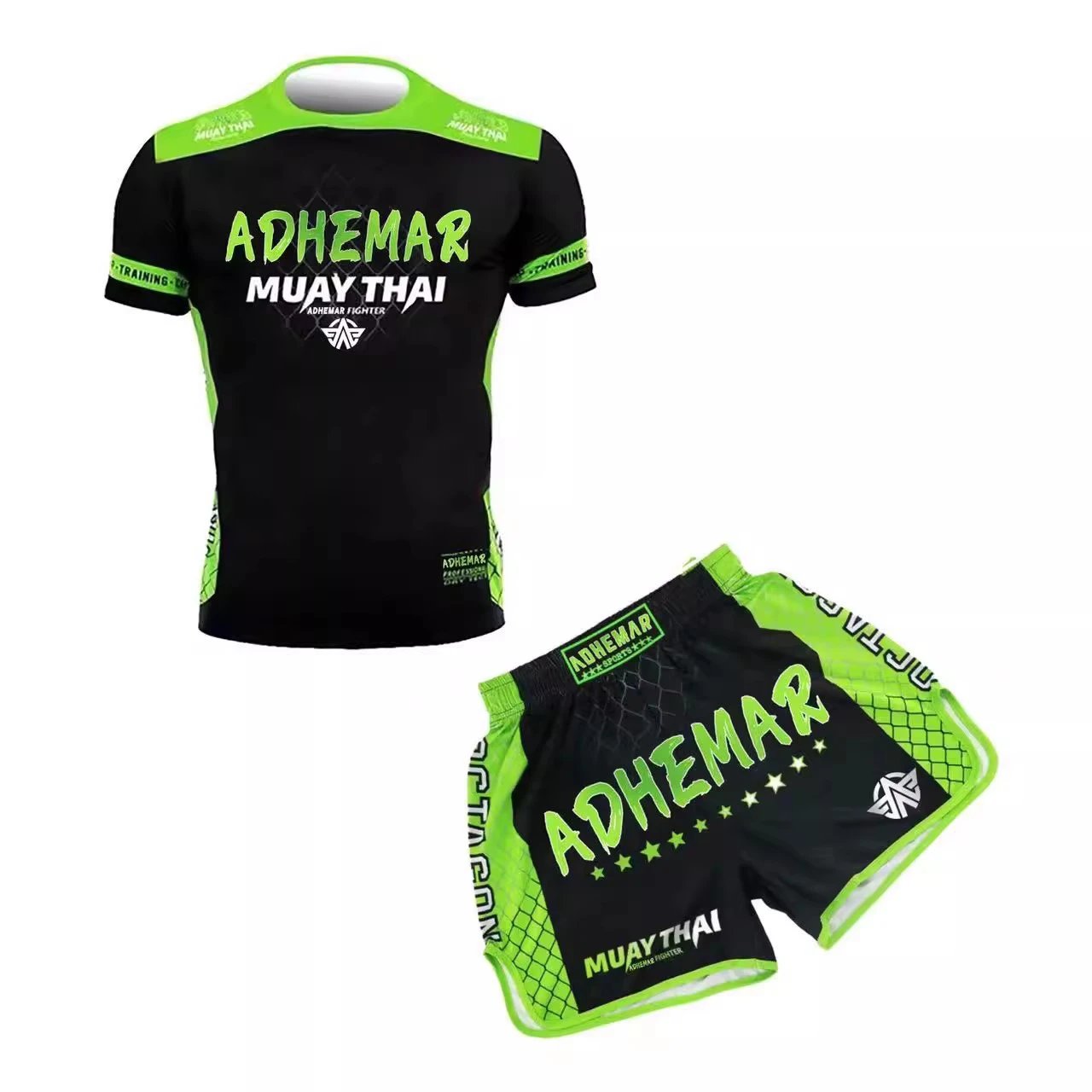 Venum Boxing shorts and short-sleeve compression shirts — 39#Green