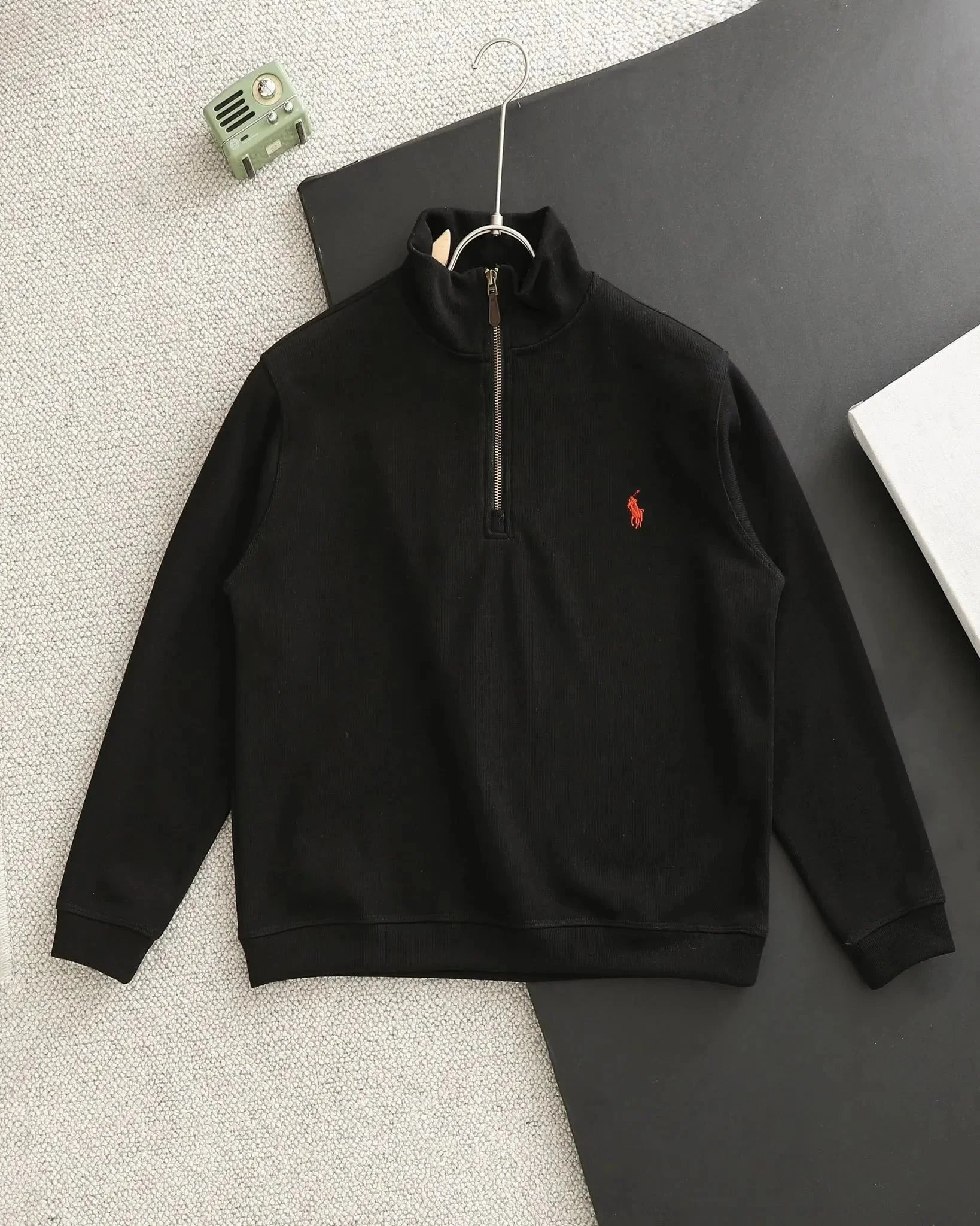 Unbranded Hoodies & Sweatshirts Embroidered Horse Motif Quarter-Zip Mock-Neck Sweatshirt — 2