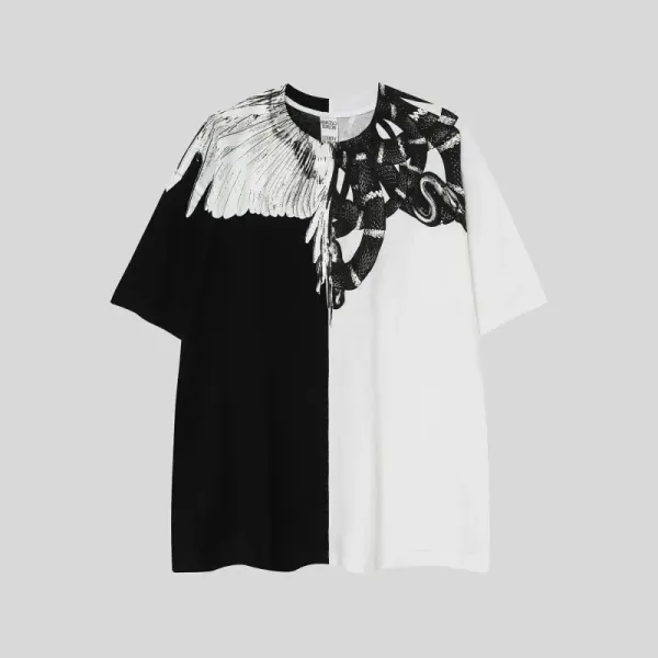Saint Tears Feather Print Oversized Black T-Shirt - 29