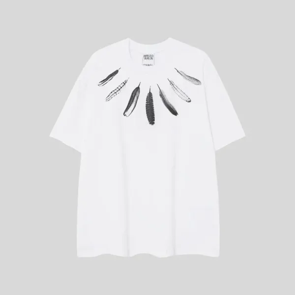Saint Tears Feather Print Oversized Black T-Shirt - 15