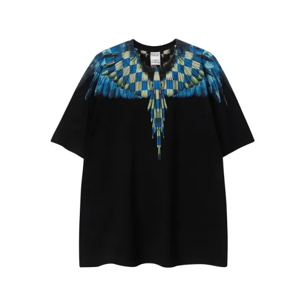 Saint Tears Feather Print Oversized Black T-Shirt - 51
