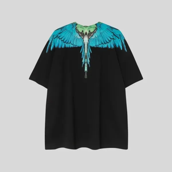Saint Tears Feather Print Oversized Black T-Shirt - 23