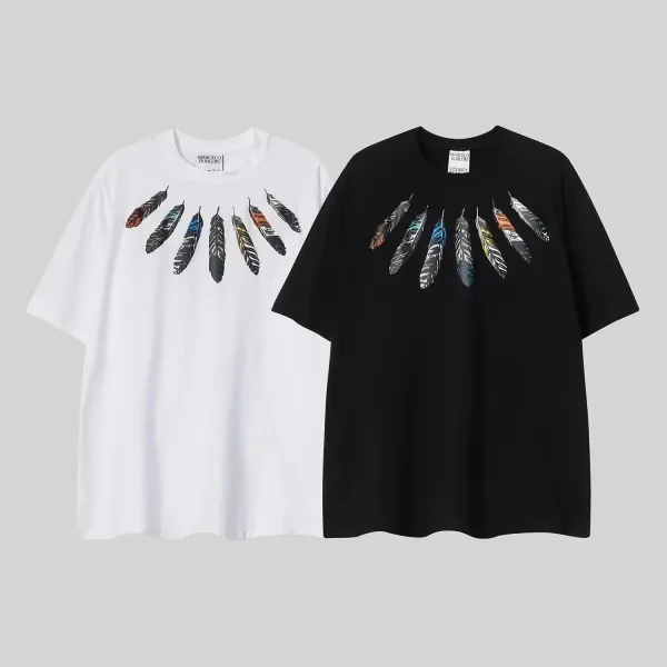 Saint Tears Feather Print Oversized Black T-Shirt - 6