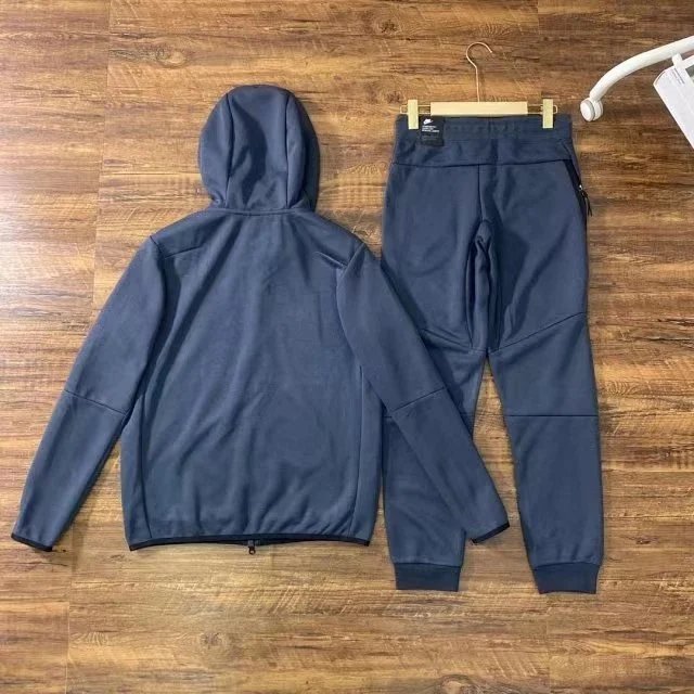 Nike Tech Fleece Windrunner Hoodie and Joggers Set Burgundy/Blue Tracksuit - 20