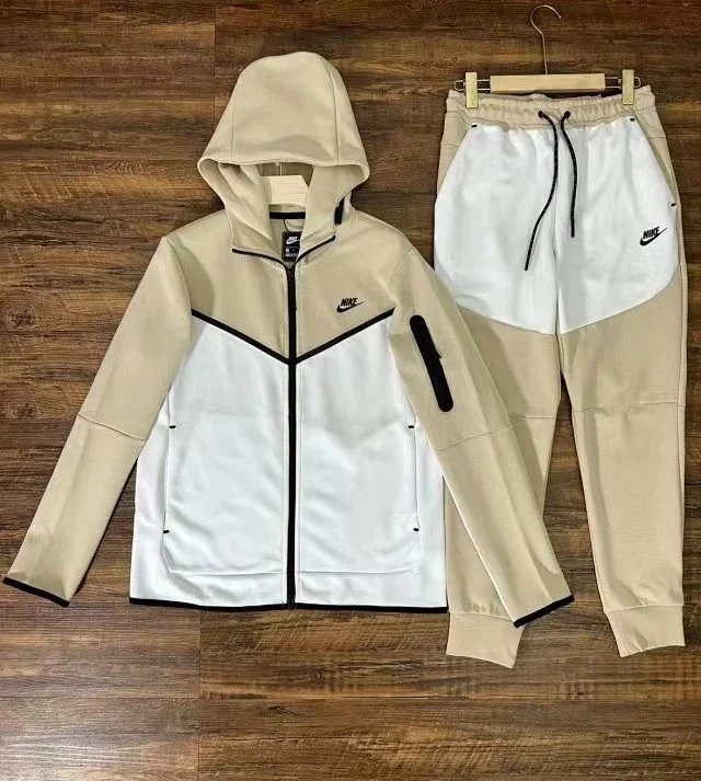 Nike Tech Fleece Windrunner Hoodie and Joggers Set Burgundy/Blue Tracksuit - 21