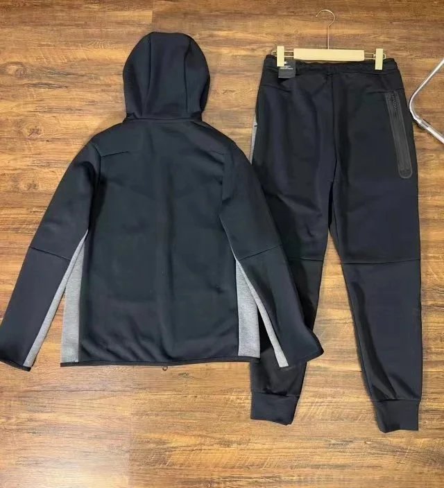 Nike Tech Fleece Windrunner Hoodie and Joggers Set Burgundy/Blue Tracksuit - 24