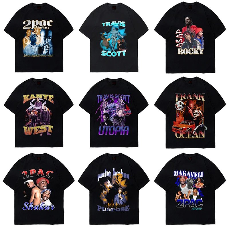 Eminem LiL Peep Tupac 2pac T Shirt Asap Rocky Kanye West Jui