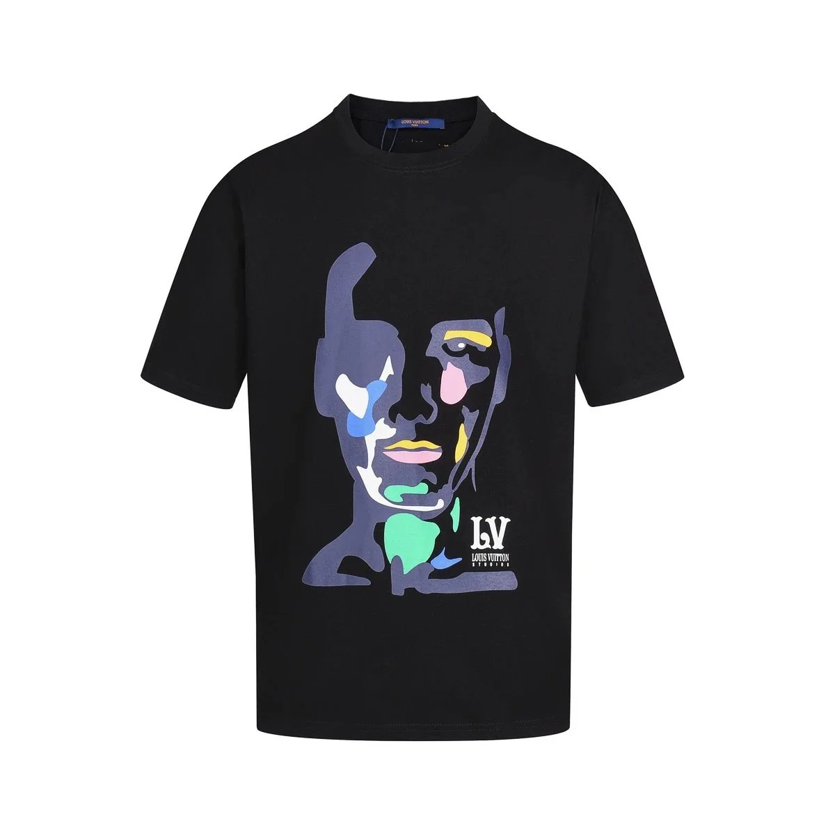 LV Abstract Portrait Print Black Tee