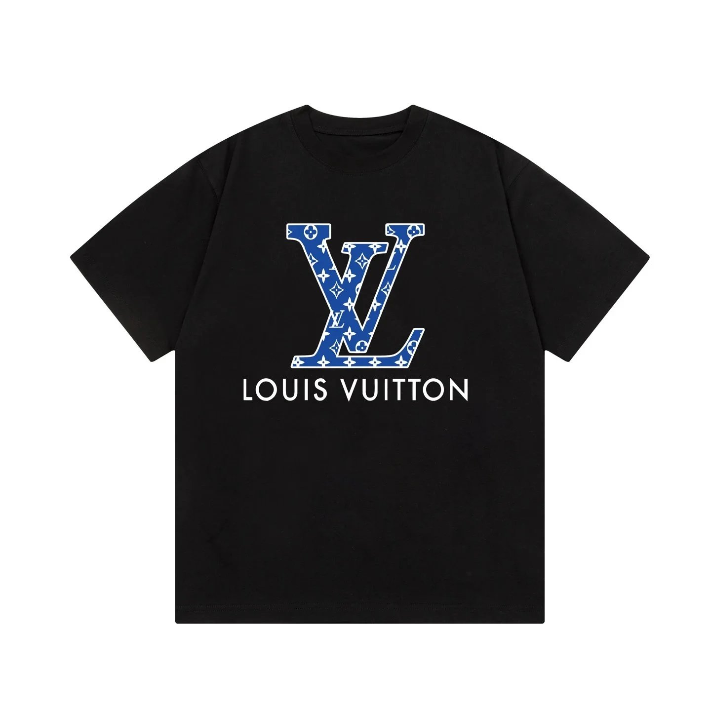 Louis Vuitton blue monogram LV print short-sleeved T-shirt - rep koszulki