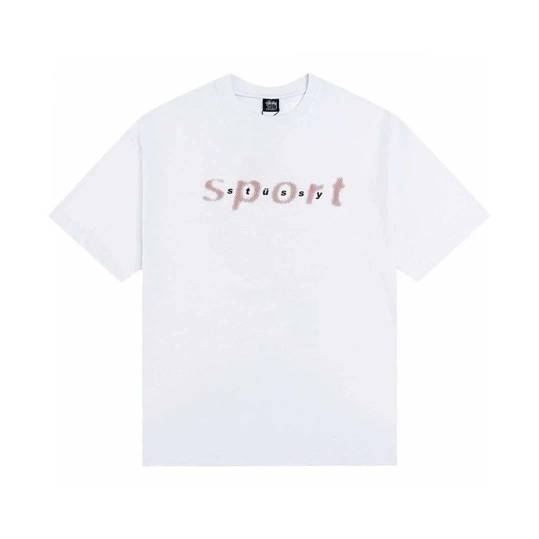 Stussy, Category: SPORT Letter Rhinestone Short-Sleeve T-Shirt - rep koszulki