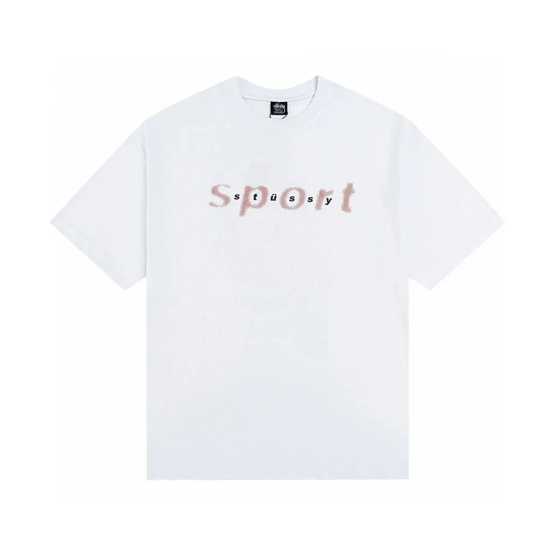 Stussy, Category: SPORT Letter Rhinestone Short-Sleeve T-Shirt