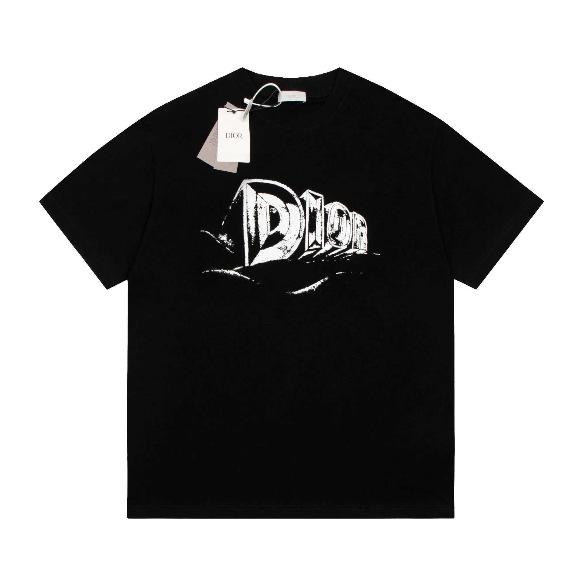 Dior Vintage 3D Stone Carved Distressed Logo Short-Sleeve T-Shirt - rep koszulki