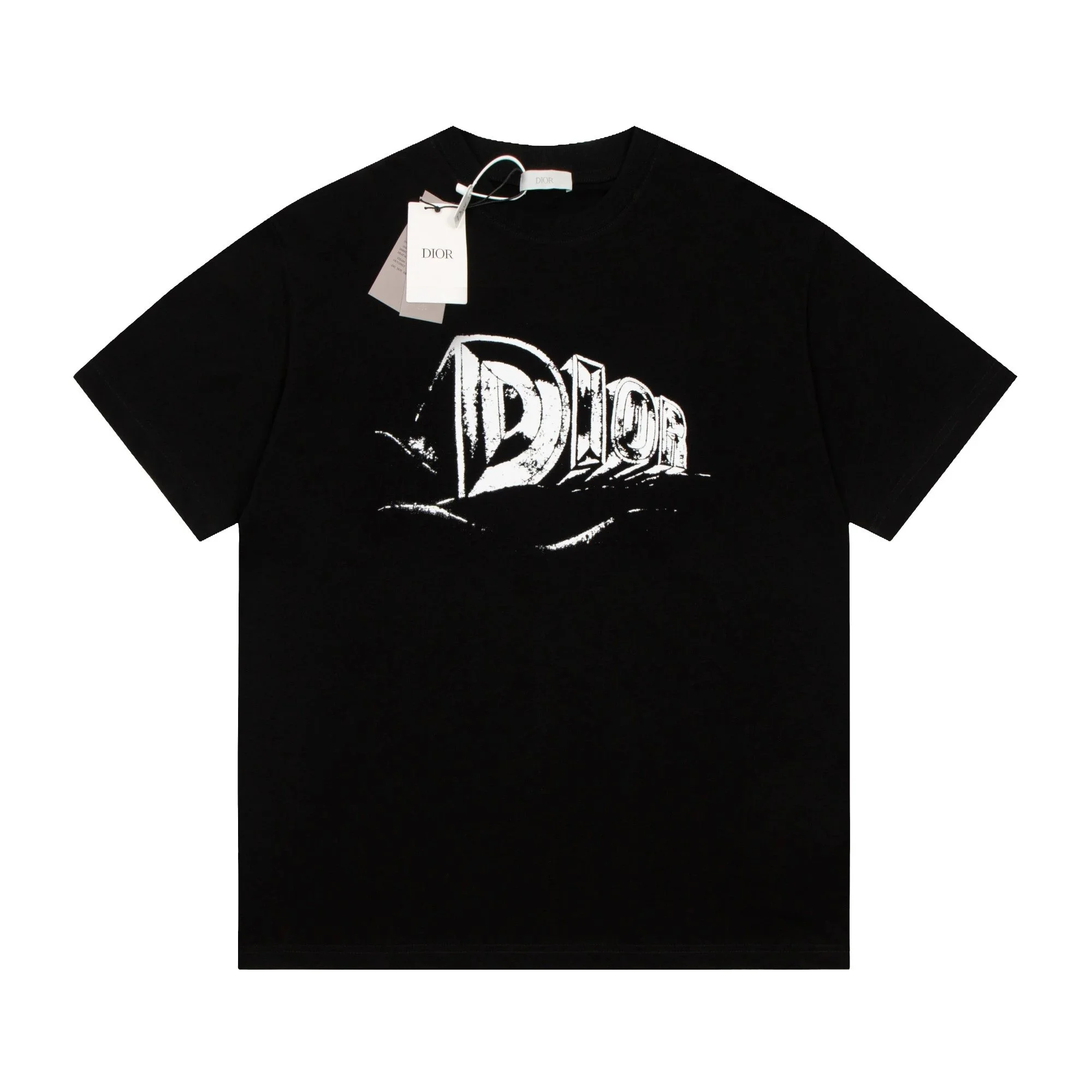 Dior Vintage 3D Stone Carved Distressed Logo Short-Sleeve T-Shirt