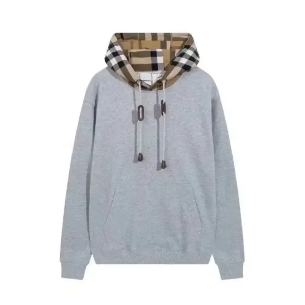 Burberry Check-Trim Hoodie Gray - 1