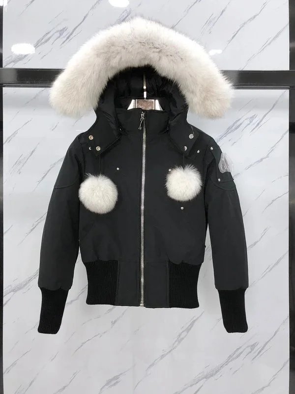 Unbranded Down Jackets Fur-Trim Hooded Bomber — 8