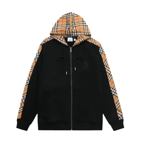 Burberry Check-Trimmed Hoodie Black - 1