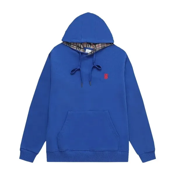 Burberry Monogram-Trimmed Hoodie Royal Blue Hoodie - 1