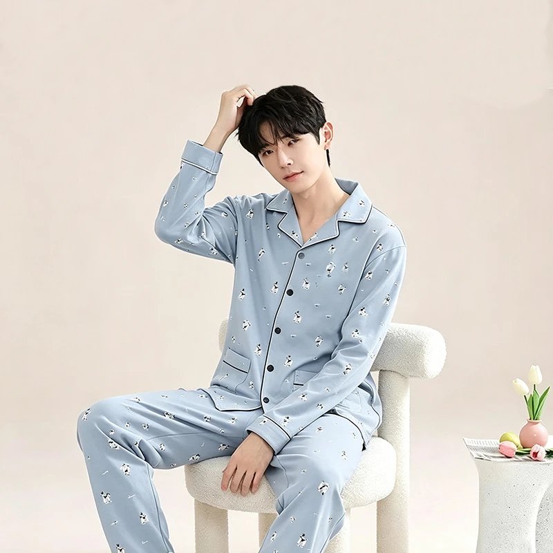 Men's Cotton Plus Long Sleeve Pajamas