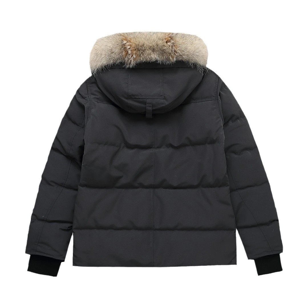 European and American couple style winter style CG goose fur collar detachable hooded parka down jacket flat for cross-border European goods