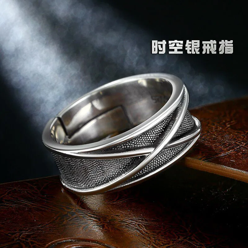 Anillo S925 Plata Negra Moderno