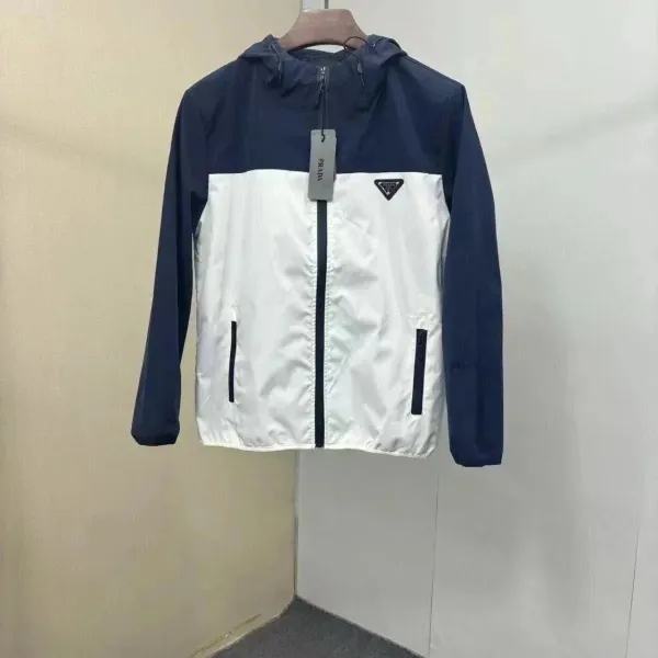 Prada Re-Nylon Windbreaker Navy and White Outerwear - 1